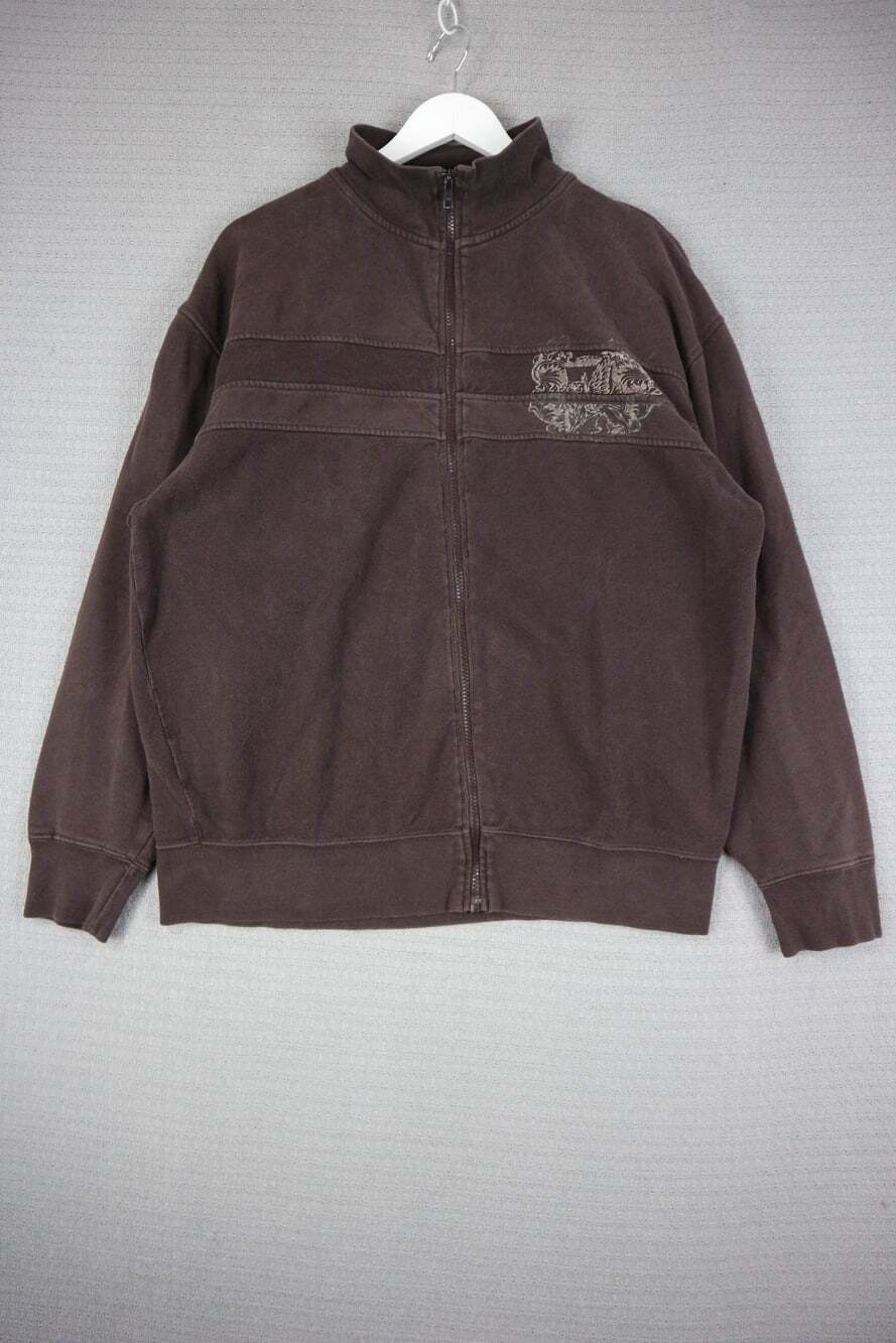 Denver Hayes Full Zip Jacket Large Brown Elbow Patches Mock Neck Sweatshirt Y2K